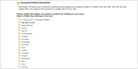 cPanel - Password Protected Directories